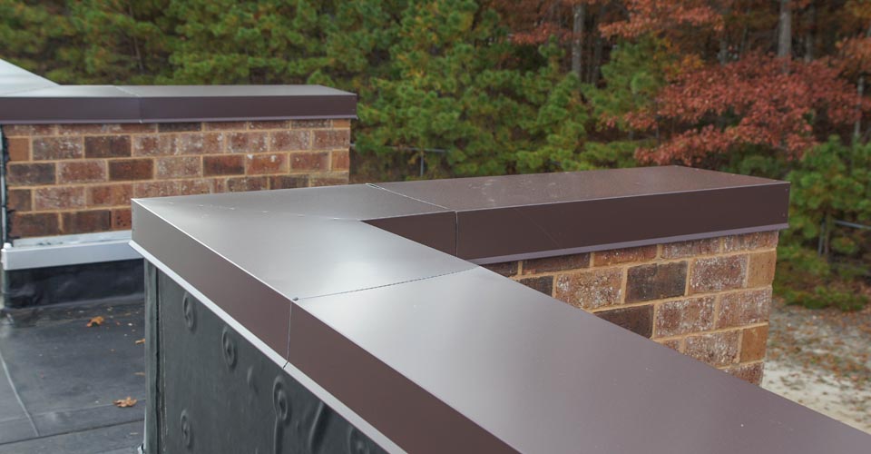 Metal coping miters. the picture shows complicates detail of metal coping.